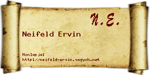 Neifeld Ervin névjegykártya
